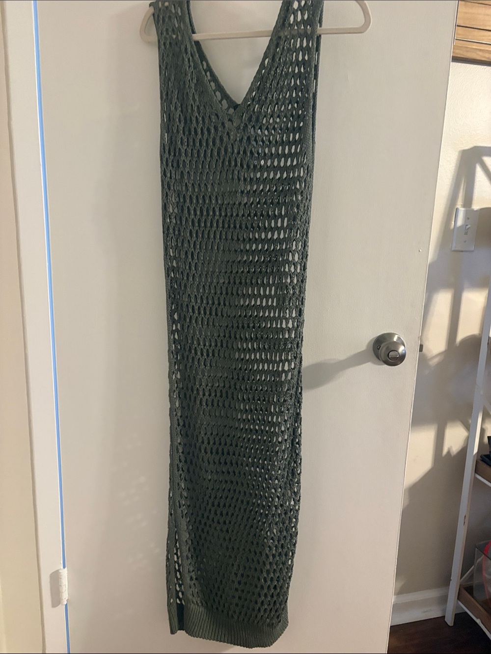 Boohoo Olive Green Crochet Maxi Swim Coverup